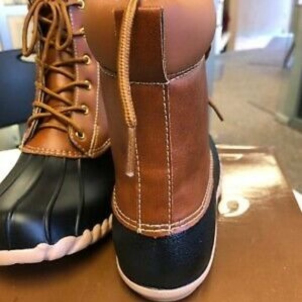 DUCK BOOTS by Outwoods Rain Faux Leather Waterproof Rubber Boots NWOT - Picture 3 of 12